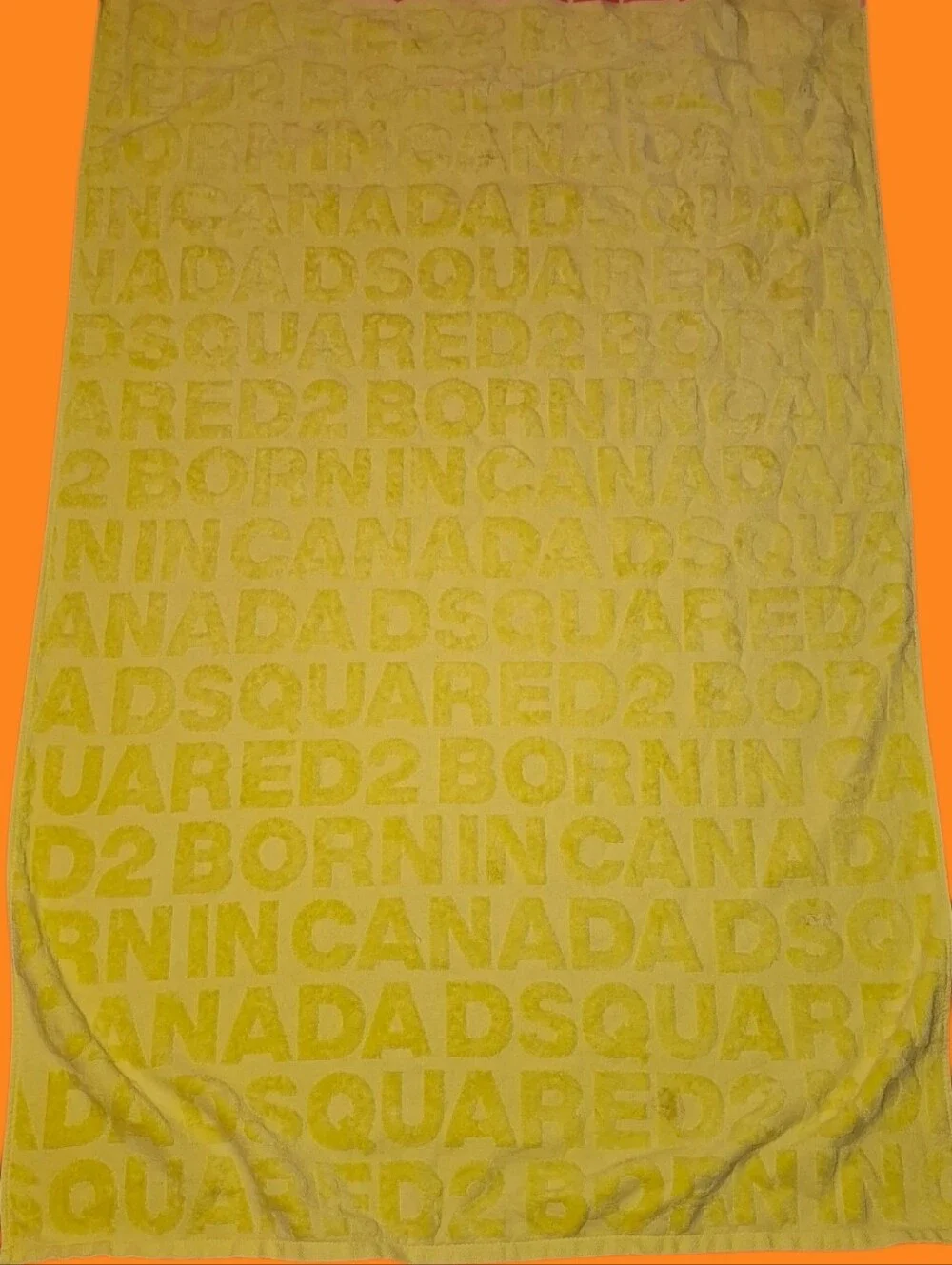 DSQUARED Neon Yellow Beach Towel with Pink Logo
